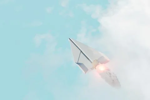 Paper airplane with a propeller and clouds around 스톡 일러스트