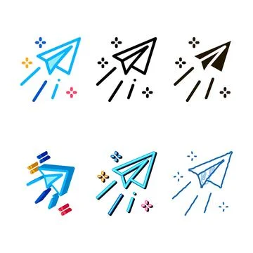 Paper airplane simplified message icon vector outline Stock Illustration