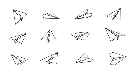 Paper airplane vector icon. Doodle outline Stock Illustration