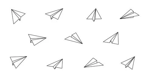 Paper airplane vector icon. Doodle outline Stock Illustration