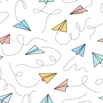 Paper airplane vector seamless pattern Stock Illustration