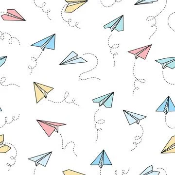 Paper airplane vector seamless pattern Stock Illustration