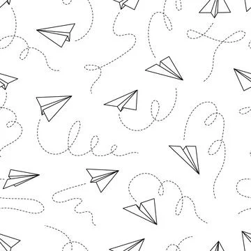Paper airplane vector seamless pattern Stock Illustration