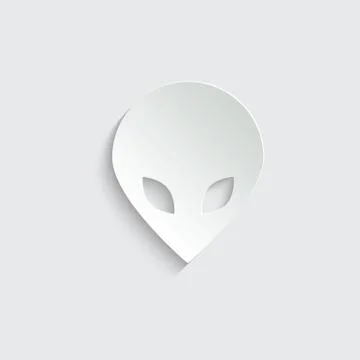 Paper alien icon. black vector alien  sign Stock Illustration