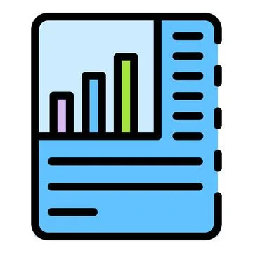 Paper analytics data icon color outline vector Stock Illustration