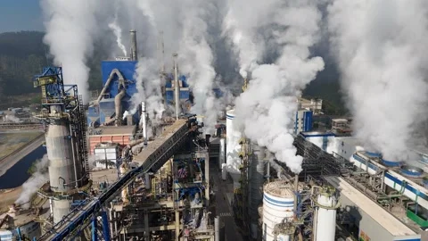 Paper and cellulose manufacturing complex Stock Footage 313298256