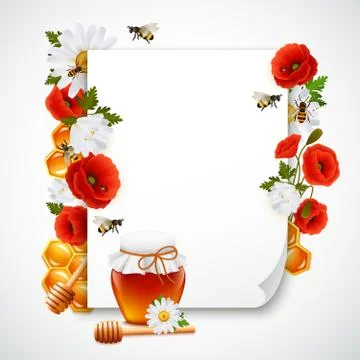 Paper And Honey Composition Stock Illustration