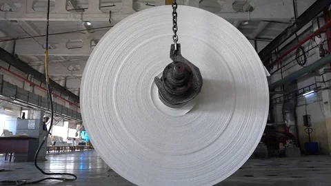 Paper and pulp mill. Cotton paper drum. Stock Footage 117293666