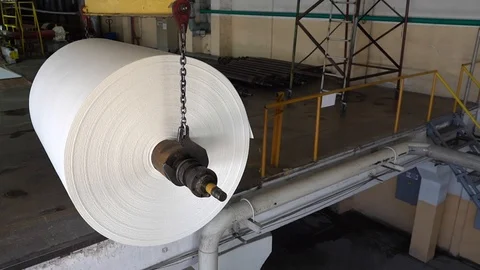 Paper and pulp mill. Cotton paper drum. Stock Footage 117293781
