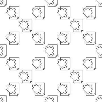 Paper and Puzzle vector Jigsaw Puzzles seamless pattern in thin line style イラスト素材