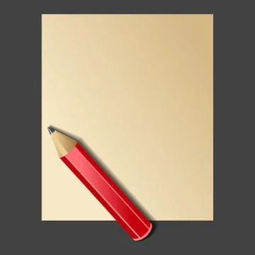 Paper and Red Pencil. Vector 库存插图