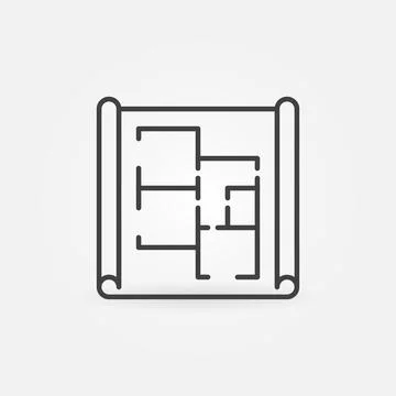 Paper with Apartment Plan linear vector concept icon 스톡 일러스트
