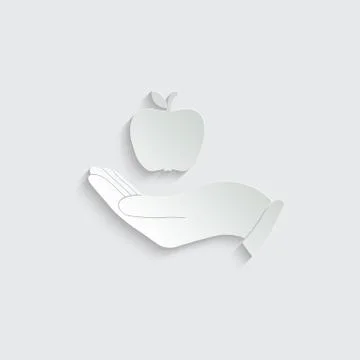 Paper apple icon. vector black apple symbol Stock Illustration