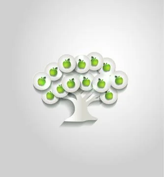 Paper apple tree Stock Illustration
