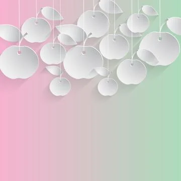 Paper Apples with Drop Shadows Stock Illustration