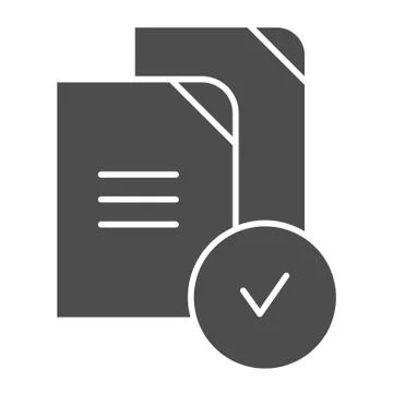 Paper approved solid icon. Verified documents vector illustration isolated on Illustrazione stock
