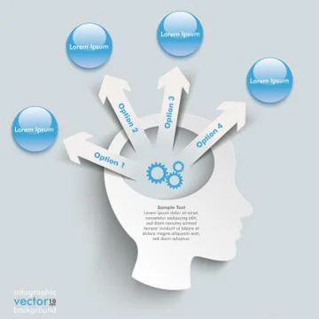 Paper arrow white head 4 options buttons externally Stock Illustration