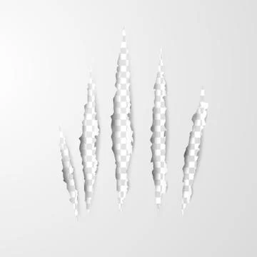 Paper art and craft of Claws scratches isolated on transparent background.vec Stock Illustration