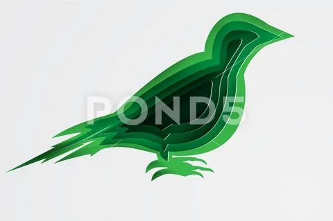 Paper art and craft of environment with bird concept,shape,curve,vector Stock Illustration