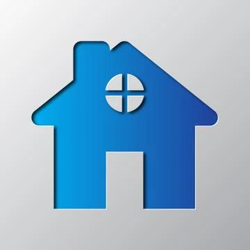 Paper art of the blue house. Vector illustration. Stock Illustration