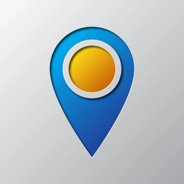 Paper art of blue map pointer. Vector illustration Stock Illustration