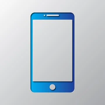 Paper art of the blue smartphone. Vector illustration. Stock Illustration