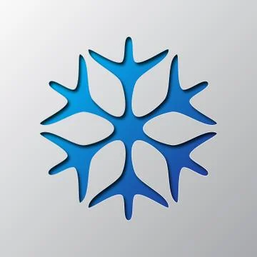 Paper art of the blue snowflake. Vector illustration. Stock Illustration