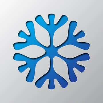 Paper art of the blue snowflake. Vector illustration. Stock Illustration