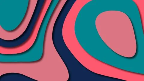 Paper art cartoon abstract waves. Paper carve background. Modern origami desi Stock Illustration