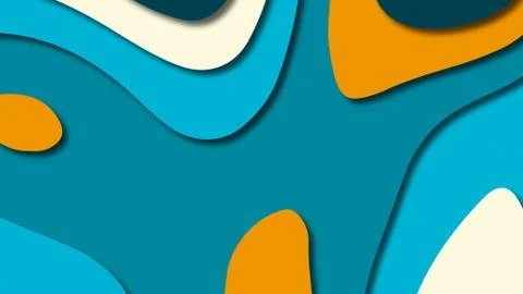 Paper art cartoon abstract waves. Paper carve background. Modern origami desi Stock Illustration