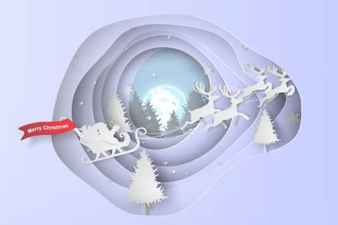 Paper art of christmas background,vector Illustrazione stock