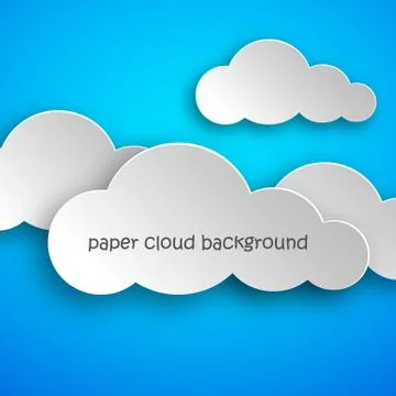 Paper art of clouds on blue background. Vector illustration. Illustrazione stock