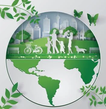 Paper art concept of eco friendly , save the earth Illustrazione stock