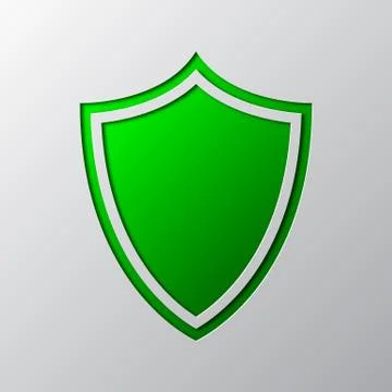 Paper art of the green shield. Vector illustration Stock Illustration