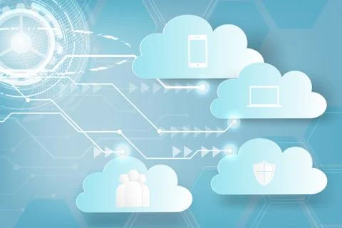 Paper art of Icon Web cloud technology business abstract background. Vector 스톡 일러스트