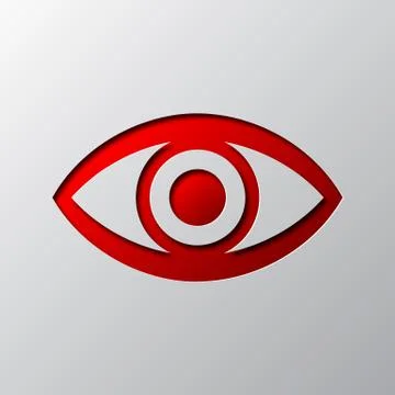 Paper art of the red eye icon. Vector illustration. Stock Illustration