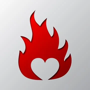 Paper art of the red fire. Vector illustration. Stock Illustration