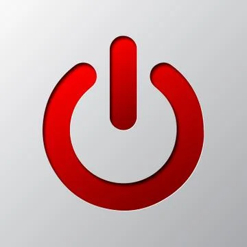 Paper art of red power button. Vector illustration. Stock Illustration