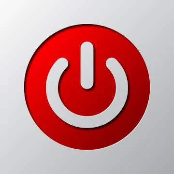 Paper art of red power button. Vector illustration. Stock Illustration