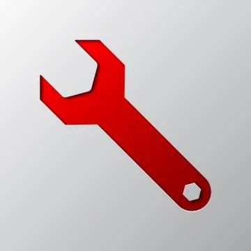 Paper art of the red wrench. Vector illustration. Stock Illustration