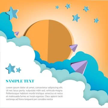 Paper art style in the air sky vector illustration Stock Illustration