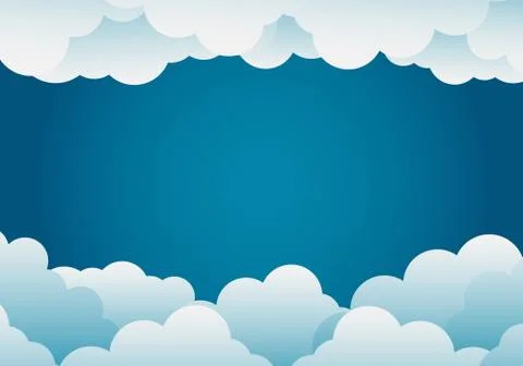 Paper art style cloud background blue,vector illustration Stock Illustration