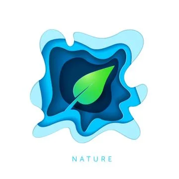 Paper art style leaf Stock Illustration