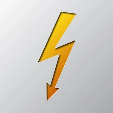 Paper art of the yellow lightning. Vector illustration. Stock Illustration
