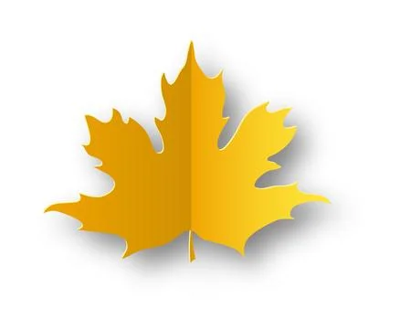 Paper autumn leaf. Yellow maple leaves, falling foliage, isolated on white Stock Illustration