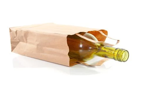 Paper bag with bottle inside Stock Photos