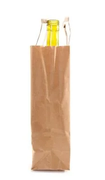 Paper bag with bottle inside Foto stock