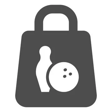 Paper bag with bowling game solid icon, bowling concept, shopping bag sign on イラスト素材