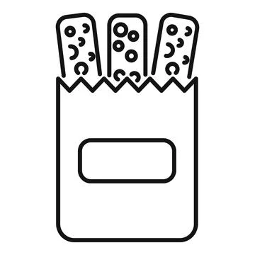 Paper bag containing three cereal bars with chocolate chips icon イラスト素材