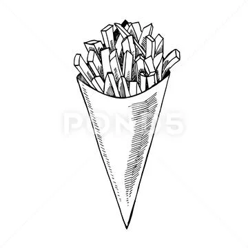 French Fries Illustration, French Drawing, Fries Drawing, French Sketch PNG  and Vector with Transparent Background for Free Download